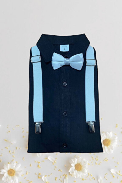 YCN TEKSTİL Момчешки комплект за 23 април: черна риза с дълъг ръкав и папийон...