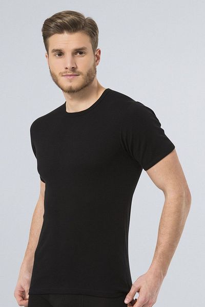 TÜREN 102 Black 2-Piece Men's Ribbed O-Neck Undershirt