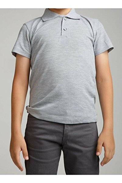 Nacar Gri Unısex Penye Polo Yaka T-shirt