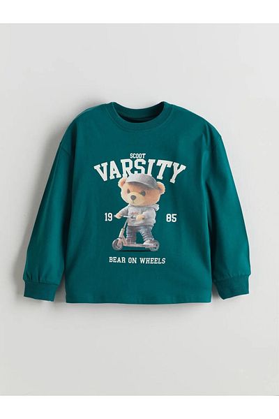 LC Waikiki Μπλουζάκι για αγόρια LCW Kids Green Bear Teddy με στάμπα