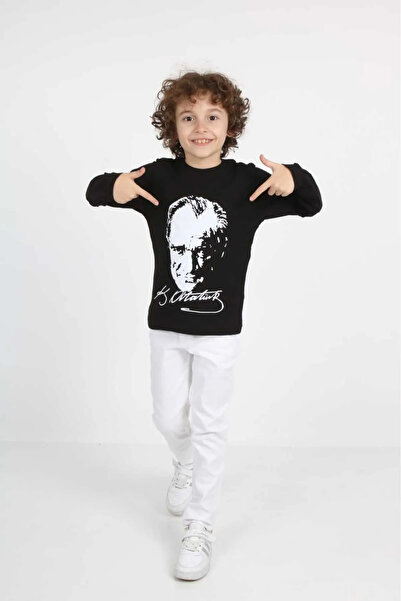 YCN TEKSTİL 23 aprilie Tricou Ataturk Super Bumbac Pieptănat Mânecă Lungă 0-24