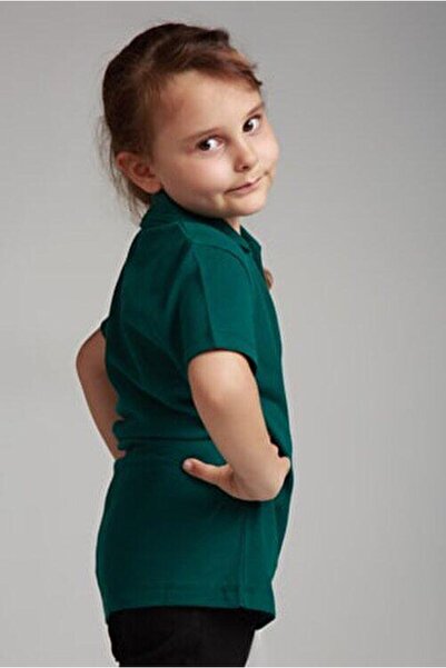 Nacar Yeşil Unısex Penye Polo Yaka Okul Tişörtü