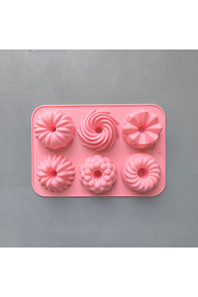 Choice 1 قطعة - 011 وردي 1/3 قطعة قوالب خبز الدونات المصنوعة من السيليكون، قوالب الدونات متعددة الألوان، تصميمات 6 تجاويف على شكل زهرة الدونات