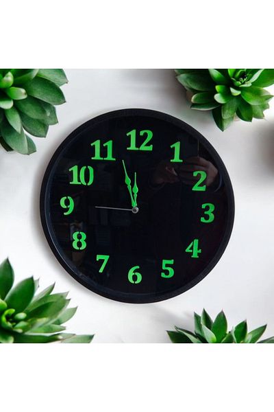 Bahat Phosphorescent Black Living Room Office Wall Clock Diameter 36 cm Plastic