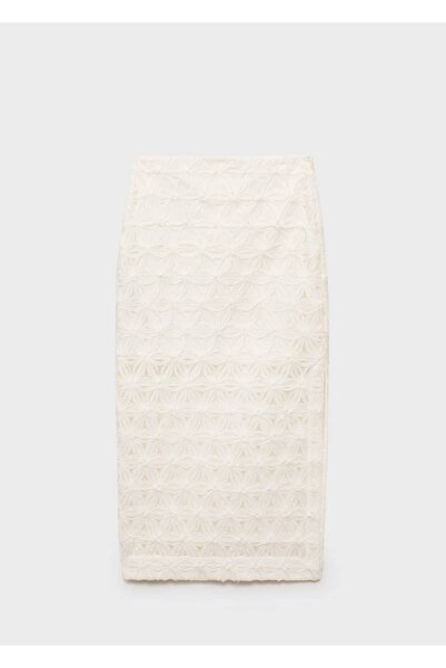 MANGO Woman Çiçek dokulu ajur örgü etek