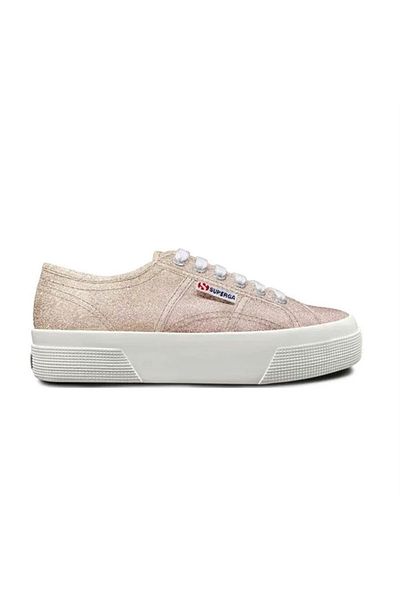 Superga 2740 Platform Lame Women's Beige Platform Sneaker