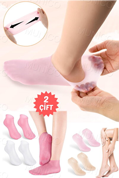 Munico 2 Çift Silikon Çorap, Gece Boyunca Çatlak Ayaklı Kadınlar İçin Uygun, ...