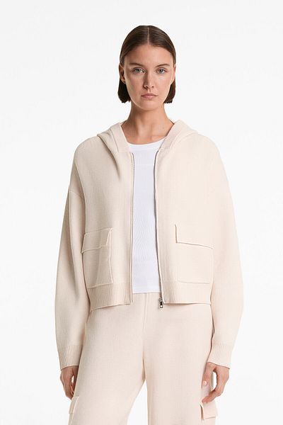 Oysho Long hooded knit cargo jacket