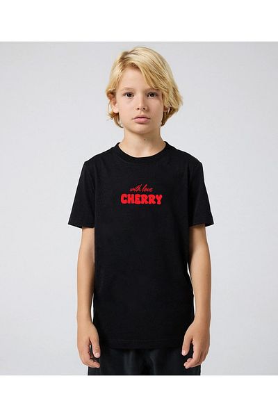 uyguntarz Kinder-T-Shirt aus Baumwolle mit Kirschdruck
