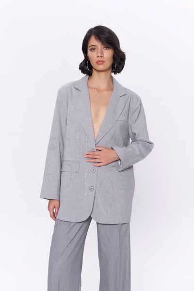 Çnru Stone Detail, Lined, Oversize Blazer Jacket