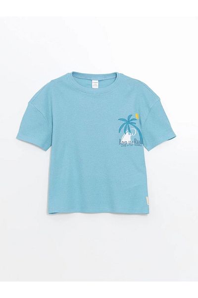 LC Waikiki Lcw Kids Blue Crew Neck Printed Boys T-Shirt