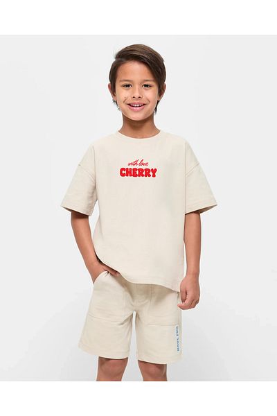 uyguntarz Kinder-T-Shirt aus Baumwolle mit Kirschdruck