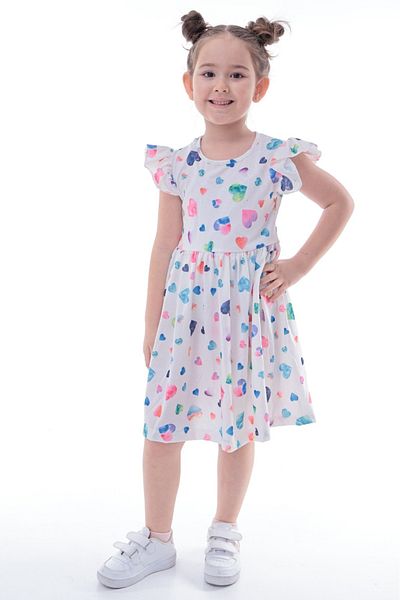 Teymbaby Girl's Colorful Heart Printed Dress