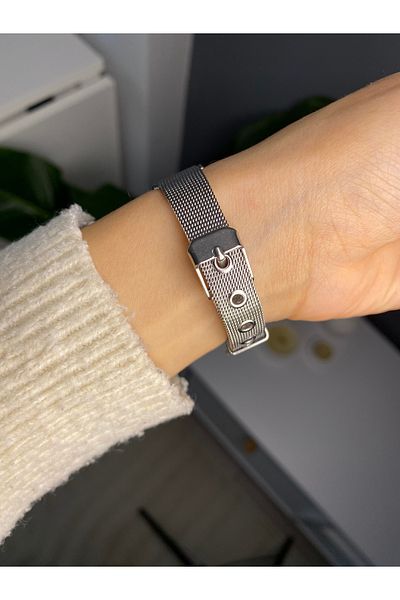 LUNA Eyewear Women's Minimal Vintage Round Case Retro Wristwatch with Silver Calendar Gray Steel Mesh Strap