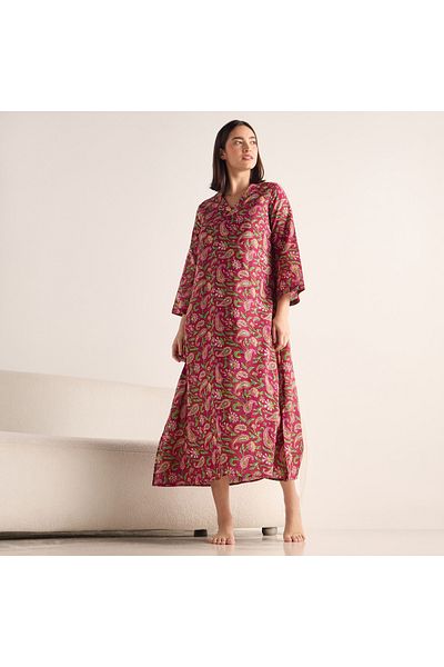 FAV Paisley Print Satin Night Dress