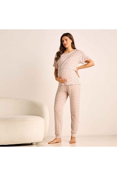 FAV Printed Maternity T-shirt and Pyjama Set