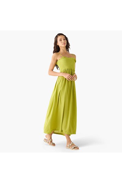 FAV Smocked Detail Sleeveless A-line Maxi Dress