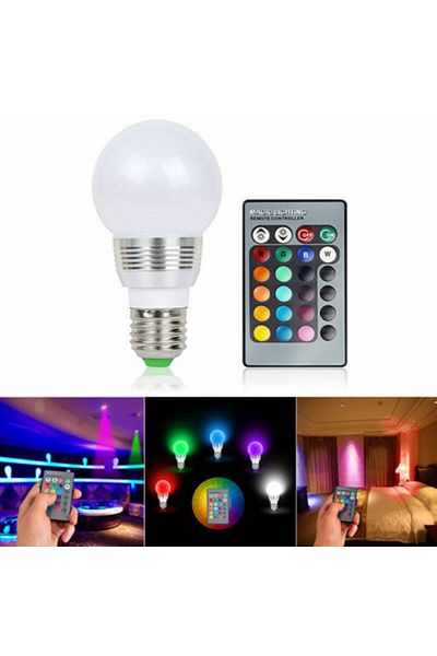 Generic مصباح اضاءة ذكي E27، مصابيح LED متغيرة الالوان 3 واط، 16 لون متغير مع جهاز تحكم عن بعد