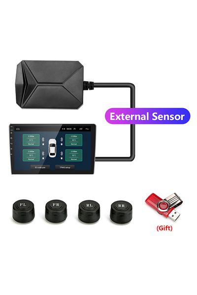 Choice مستشعر خارجي Srnubi USB Android TPMS نظام مراقبة ضغط إطارات السيارة للسيارة التي تعمل بنظام Android p