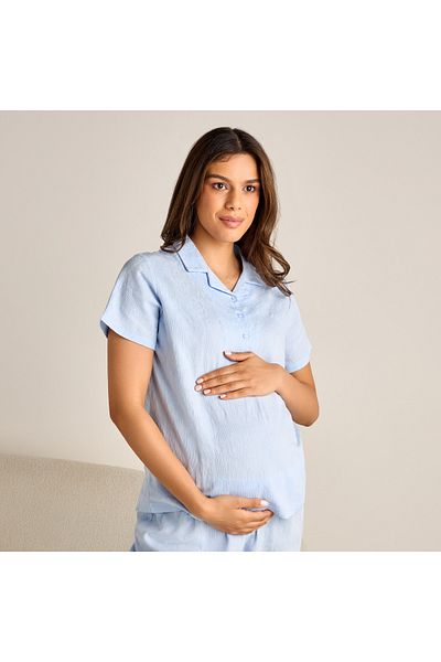FAV Textured Maternity Shirt and Pyjama Set