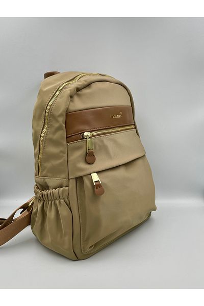 seyyah Bolsas Multi Pocket Water Resistant Faux Leather Satin Fabric Backpack