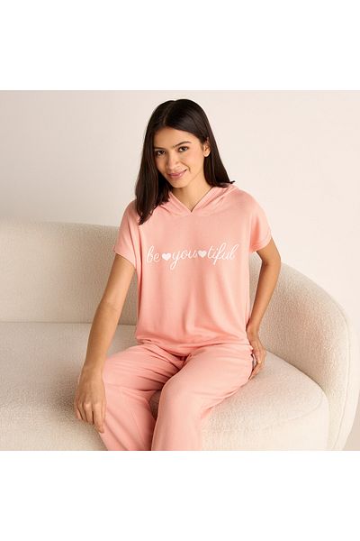 FAV Slogan Print Hooded T-shirt and Elasticated Joggers Set