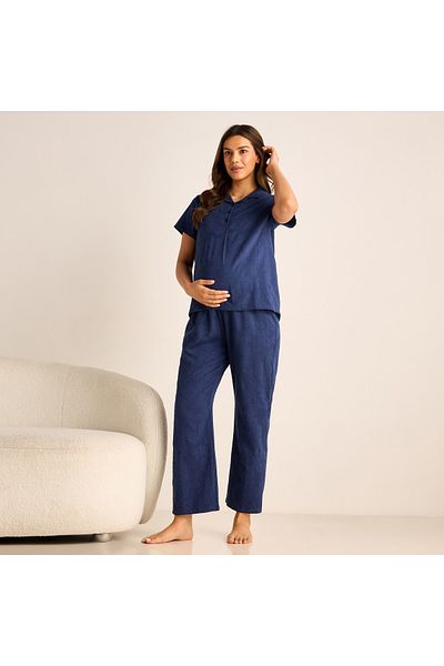FAV Textured Maternity Shirt and Pyjama Set