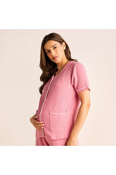 FAV Textured Maternity Top and Elasticated Pyjama Set