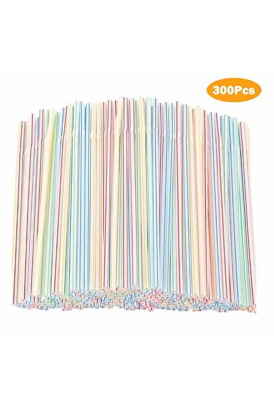 APWIKOGER 300 قطعة 100-600 قطعة من مصاصات الشرب الملونة مصاصات بلاستيكية مرنة...