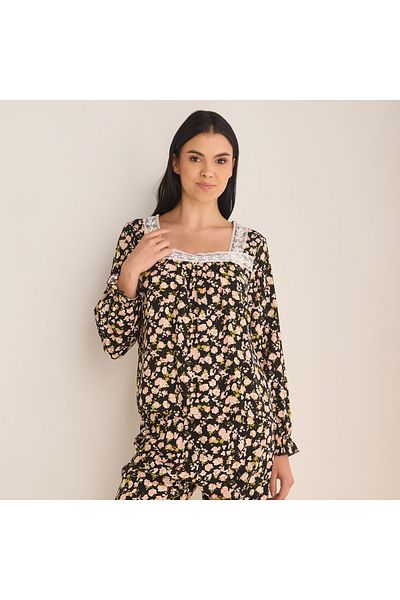 FAV Floral Print Long Sleeves Top and Pyjama Set