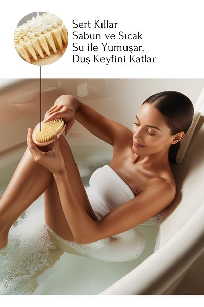 Dermokil Body Massage Brush with Hard Bristles + Aloe Vera Gel 300 ml - Shower Brush, Cellulite Brush Wet and Dry