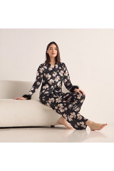 FAV Floral Print Notch Collar Shirt and Pyjama Set