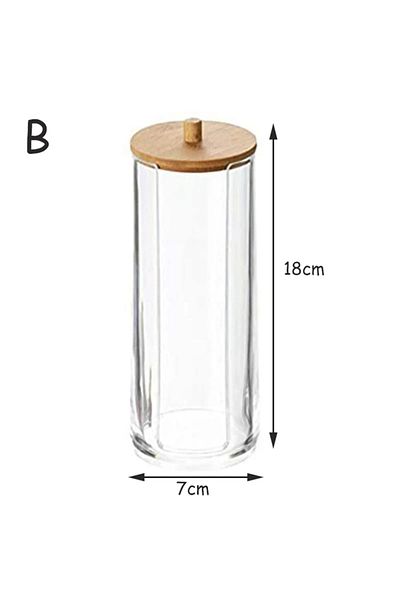 Choice B Acrylic Storage Box Bathroom Jar Makeup Organizer Cotton Round Pad Holder Cotton Swab Box Qtip Ho.