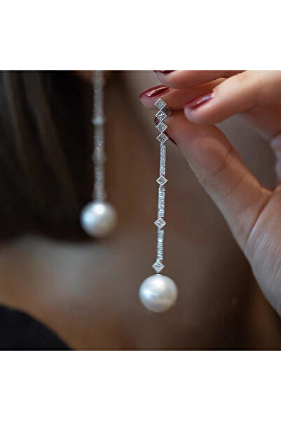 Choice White ZAKOL Elegant Pearl Long Drop Earring for Women Luxury Glamor Br...
