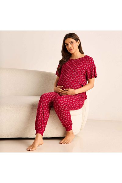 FAV Printed Maternity T-shirt and Pyjama Set