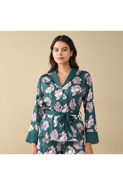FAV All-Over Floral Print Shirt with Tie-Up and Pyjama Set