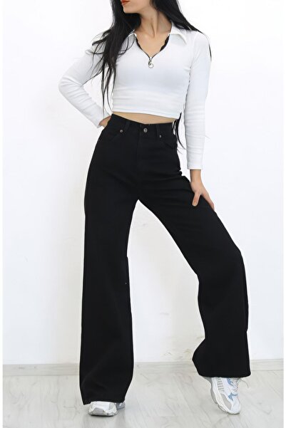 ByCukurovaFrango By-7067 Lovely Black Colorfast Super High Waist Women's Loos...