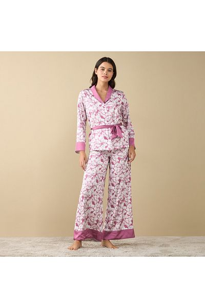 FAV All-Over Floral Print Shirt with Tie-Up and Pyjama Set