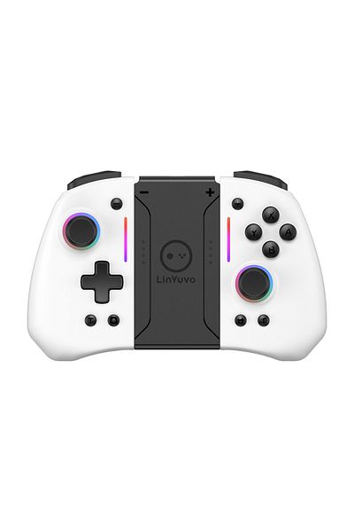 Choice WHITE LinYuvo KS42 Meteor Light Wireless Joy-pad with 8 Color RGB Lights for Switch/Lite/OLED, with