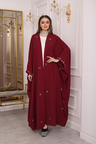 MAY MARA Plus Size Drop Stone Embroidered Detailed Evening Dress Abaya