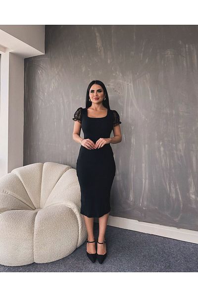 Butik Merrline Women Lace Sleeve Detail Midi Dress