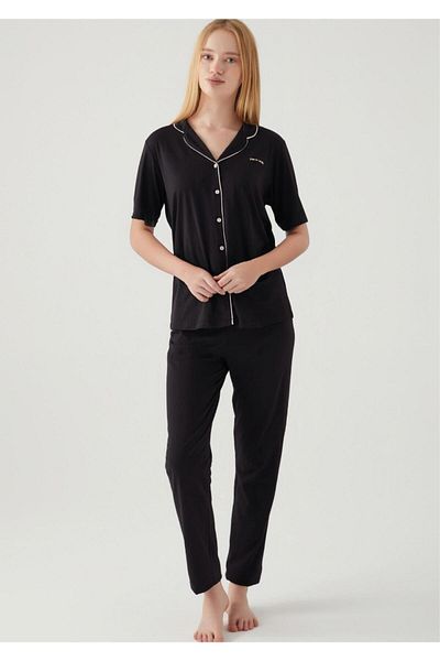 Pierre Cardin Women's Modal Cotton Mixed Accumulation Short Sleeve Pajamas Set