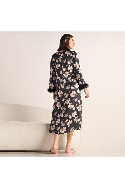 FAV Floral Print Satin Night Dress