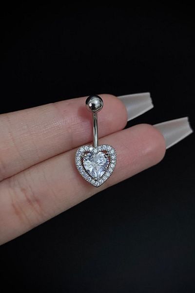 Blisse Piercing Women's Surgical Steel Heart Zircon Stone Belly Navel Piercing