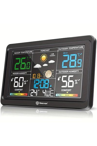 Choice Eu Adapter Geevon Digital Weather Station Wireless Indoor Outdoor Thermometer, Weather Thermometer W