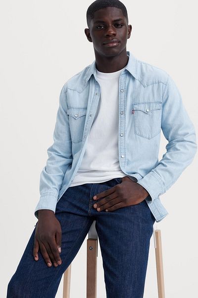 Levi's Ανδρικό μπλε πουκάμισο Barstow Western Standard Burnett Light 85744-0066