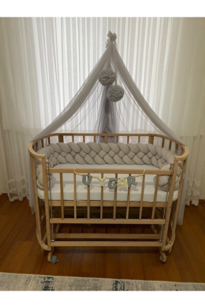 ısıklıtoplarrengarenk Crib Protection 4 Knitted 500 cm Stone Color