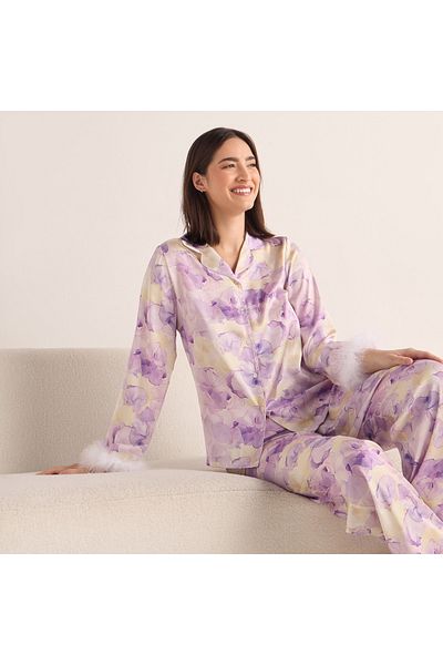 FAV Floral Print Notch Collar Shirt and Pyjama Set