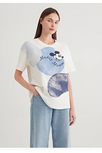 Mavi Mickey Mouse Printed Loose Fit Women's T-Shirt