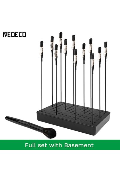 Choice 12pcs with brush S1 Painting Stand Base Holder and 12PCS Alligator Clip Sticks Set with Rubber Tips
